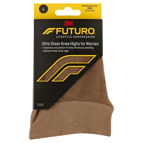 Image for Futuro Knee Highs, Energizing, for Women, Ultra Sheer, Nude, Large,1pr from DOKIMOS EAST MAIN PHARMACY