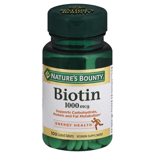 Image for Natures Bounty Biotin, 1000 mcg, Coated Tablets,100ea from DOKIMOS EAST MAIN PHARMACY