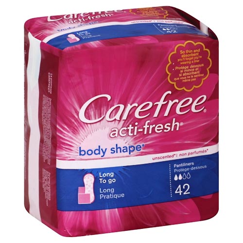 Image for Carefree Pantiliners, Body Shape, Unscented, Long,42ea from DOKIMOS EAST MAIN PHARMACY