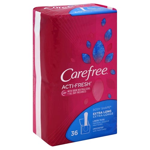 Image for Carefree Liners, to Go, Extra Long, Unscented,36ea from DOKIMOS EAST MAIN PHARMACY
