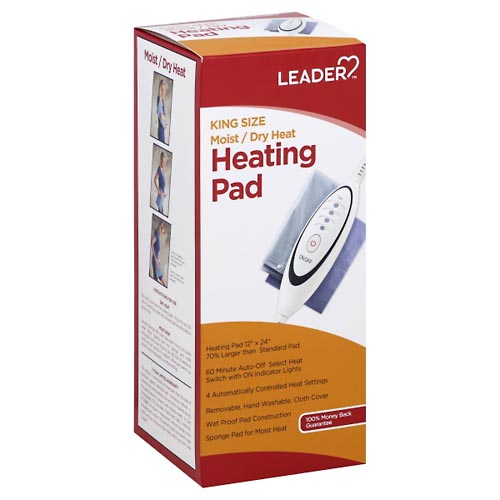 Image for Leader Heating Pad, Moist/Dry Heat, King Size,1ea from DOKIMOS EAST MAIN PHARMACY