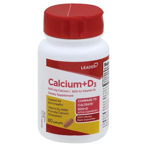 Image for Leader Calcium + D3, Caplets,60ea from DOKIMOS EAST MAIN PHARMACY