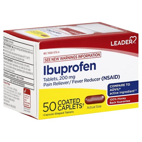 Image for Leader Ibuprofen, 200 mg, Caplets,50ea from DOKIMOS EAST MAIN PHARMACY