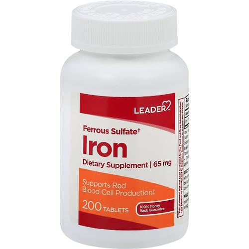 Image for Leader Iron, 65 mg, Tablets,200ea from DOKIMOS EAST MAIN PHARMACY