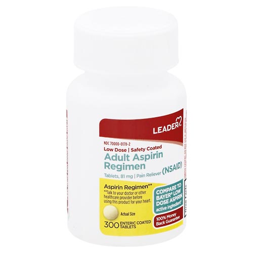 Image for Leader Aspirin Regimen, 81 mg, Enteric Coated Tablets, Adult,300ea from DOKIMOS EAST MAIN PHARMACY