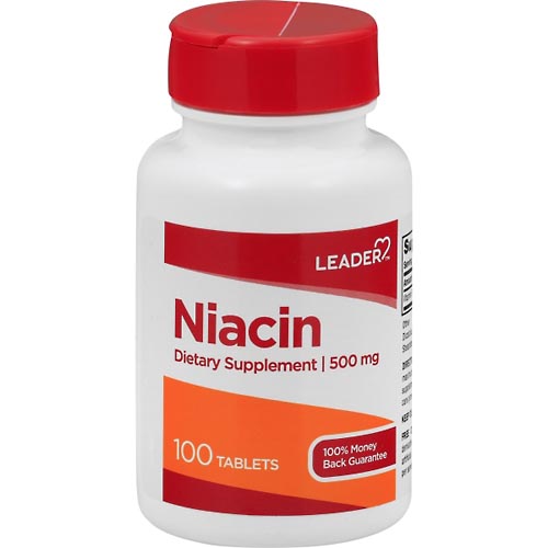 Image for Leader Niacin, 500 mg, Tablets,100ea from DOKIMOS EAST MAIN PHARMACY