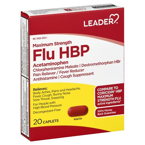 Image for Leader Flu HBP, Maximum Strength, Caplets,20ea from DOKIMOS EAST MAIN PHARMACY