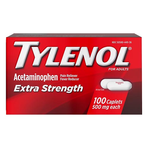 Image for Tylenol Acetaminophen, Extra Strength, 500 mg, Caplets, For Adults,100ea from DOKIMOS EAST MAIN PHARMACY