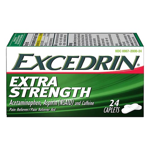 Image for Excedrin Pain Reliever/Pain Reliever Aid, Extra Strength, Caplets,24ea from DOKIMOS EAST MAIN PHARMACY