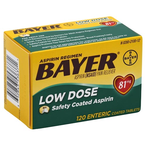 Image for Bayer Aspirin, Low Dose, 81 mg, Enteric Coated Tablets,120ea from DOKIMOS EAST MAIN PHARMACY