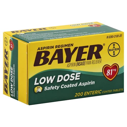 Image for Bayer Aspirin, Low Dose, 81 mg, Enteric Coated Tablets,200ea from DOKIMOS EAST MAIN PHARMACY