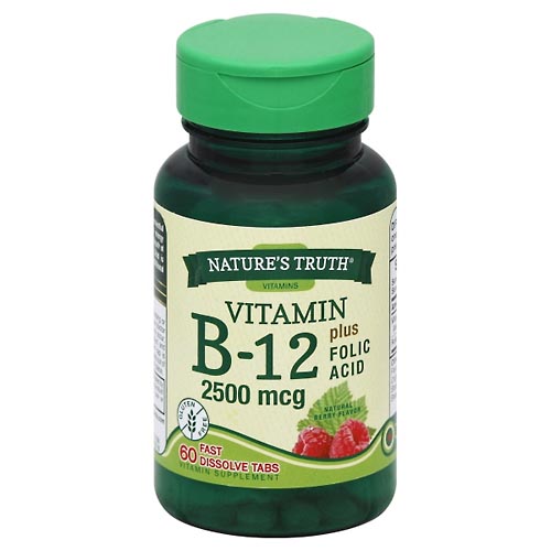 Image for Natures Truth Vitamin B-12, 2500 mcg, Plus Folic Acid, Fast Dissolve Tabs, Natural Berry Flavor,60ea from DOKIMOS EAST MAIN PHARMACY