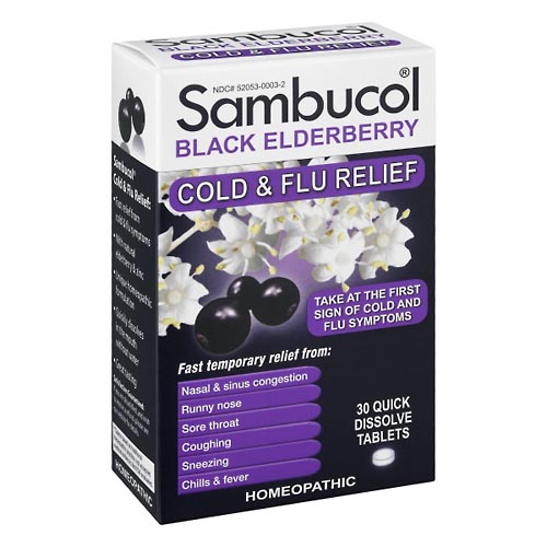 Image for Sambucol Cold & Flu Relief, Black Elderberry, Quick Dissolve Tablets,30ea from DOKIMOS EAST MAIN PHARMACY